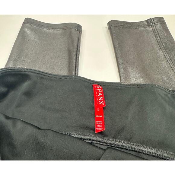 Spanx Faux Leather Leggings Black High Rise M Petite - Picture 7 of 8
